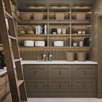 Armoire d'angle haute vintage bleue en acier inoxydable, moderne et écologique, avec tiroirs et étagères pour le rangement de cuisine