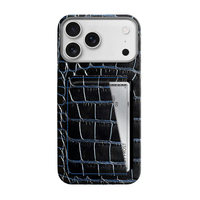 Étui double pour cartes avec aimant pour iPhone 18 17 Pro 18 17 Pro Max en cuir de crocodile véritable patiné exotique