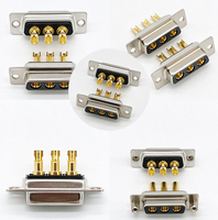 Konektor Kabel D-Sub 3W3 3 Pin Arus Tinggi Tipe Kawat Solder Pria Wanita Berlapis Emas Padat dengan Mur Pengunci Depan
