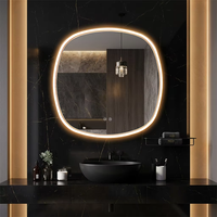 Espejo de Baño Cuadrado con Marco Dorado, Retroiluminación LED, Antivaho, Táctil, de Pared, Espejo de Vanidad Moderno y Lujoso para Decoración del Hogar, IP65, 3 Años de Garantía