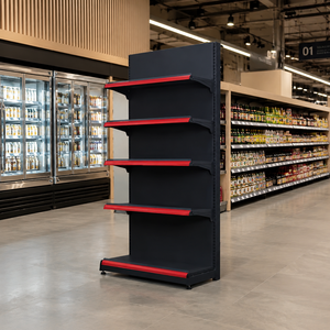 Rak Gondola Supermarket, Rak <span class=keywords><strong>Display</strong></span> Ritel, Unit Penyimpanan Logam Komersial yang Dapat Disesuaikan, Perlengkapan Toko Tugas Berat, Rak Lorong Toko - Product Image 1