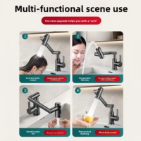 Robinet de lavabo à poignée unique chaud/froid, bec rotatif, 3 modes de sortie d'eau, design minimaliste moderne