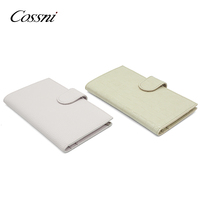 Cossni dompet paspor kulit asli, tas sertifikat grosir, dompet paspor kulit asli dengan Slot kartu, penutup tombol cetak buaya