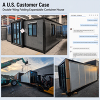 Villa préfabriquée moderne en acier pliable et extensible, 2-3 chambres, pour usage commercial, conteneur de 20 pieds, résistant aux intempéries, montage rapide