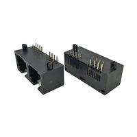 Connecteur Ethernet RJ45 à angle droit 5324MINI, 1x2 ports, 8 broches DIP, traversant, à souder, noir PBT, prix usine