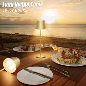 โคมไฟตั้งโต๊ะไร้สายแบบพกพา LED ชาร์จไฟได้ แบตเตอรี่ 1200mah-5200mah ปรับความสว่างได้ 3 สี สำหรับใช้ภายในและภายนอกอาคาร - Product Image 6