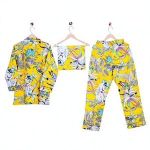 Comfortable Indian Nightwear Breathable Sleepwear <b>Summer</b>/Autumn/Spring Women's All-Season Monkey Print Quick Dry Pajama Set Soft - Product Image 1