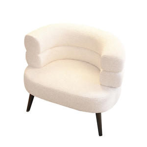 Chaise d'appoint moderne en tissu pelucheux Fauteuil de salon monoplace de forme ronde pour chambre à coucher Coin lecture Décoration intérieure - Product Image 1