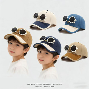 Casquette de baseball en coton pour enfants avec motif de lunettes, pour les 2-6 ans, chapeau de protection solaire style hip-hop - Product Image 1