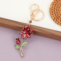 Roos sleutelhanger met strass steentjes, tasbedel, handtassen, kristallen strass roos bloem design tasbedel, handtassen, portemonnees, rugzakken