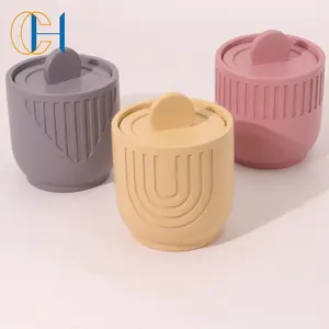 C&H Alibaba Gold Supplier Creative Design Cement Concrete Candle Holder Empty Candle Vessels For Candle Making