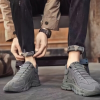 Chaussures décontractées pour hommes à semelle épaisse et doublure en maille absorbant les chocs, tendance et polyvalentes, chaussures de sport simples