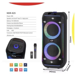 Altavoz Portátil de Doble Woofer de 8 Pulgadas y 40 W de Potencia, Sonido HiFi para Karaoke y Fiestas al Aire Libre, Reproductor de <span class=keywords><strong>Música</strong></span> Inalámbrico NDR-825 - Product Image 2
