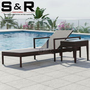 Vendedor caliente Portable PE Poly Rattan Mimbre Tumbona plegable <span class=keywords><strong>con</strong></span> mesa para la vida al aire libre Patio <span class=keywords><strong>Playa</strong></span> <span class=keywords><strong>Piscina</strong></span> o Hotel - Product Image 1