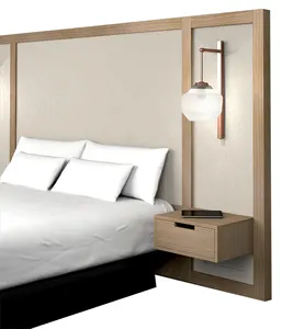 G2634 New Design Motel 6 Gemini Nightstand Hotel Bedroom Furniture Custom Edge Set OEM