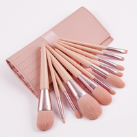 Benutzerdefiniertes Logo 11-teiliges Luxus Professionelles Multifunktionales Foundation Puder Lidschatten Gesichts-Make-up Hellrosa Pinselset
