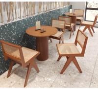 Ensemble de canapés de restaurant commercial modernes en rotin tressé en bois massif, à fixer au mur, pour 2 à 4 personnes, avec 1 an de garantie