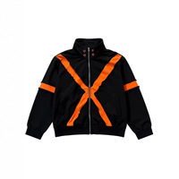 Streetwear transfrontalier style américain, fin, printemps, sans col, patchwork color-block, personnalisé, zippé, manches longues, polyester