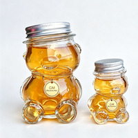 Glazen honingpotjes navulbare verpakkingen 50ml 80ml 160ml 300ml Schattige zittende beer-vormige snoep potjes met schroefdeksels