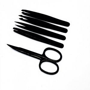Juego de Pinzas para Cejas de Acero Inoxidable Personalizables, Juego de Pinzas para Cejas con Recubrimiento de Color Negro Plasma - Product Image 1