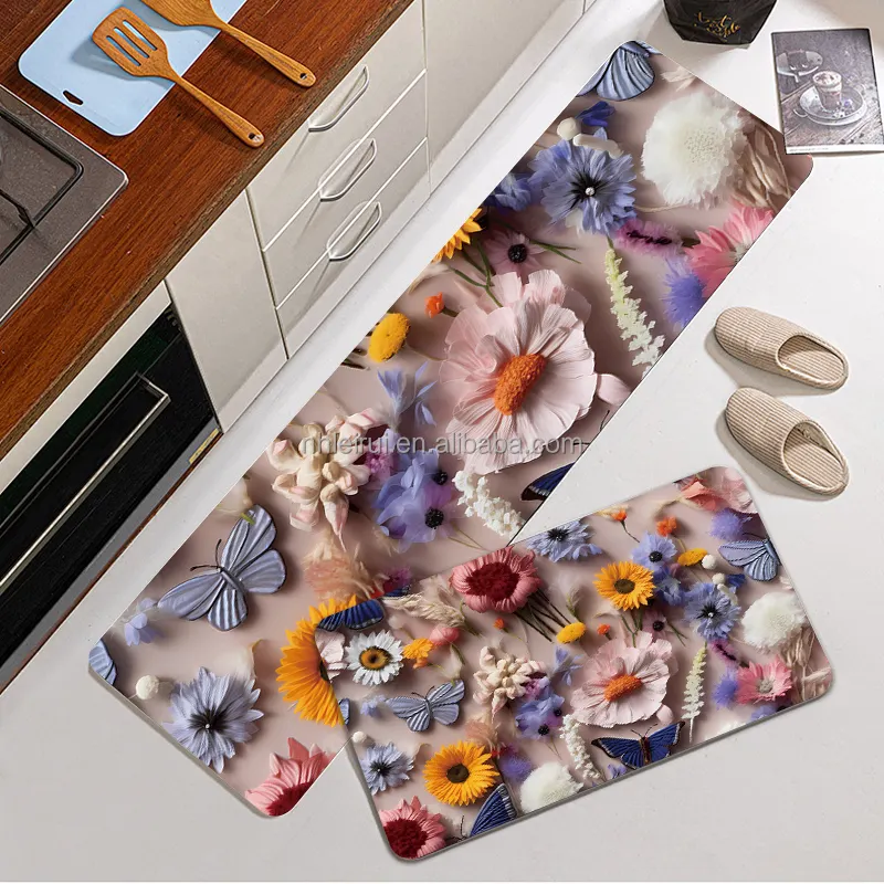 2024 NEW Notdic Anti Slip 2 Piece Kitchen Floor Carpet Rugs Mats Set Waterproof Cushioned Anti Fatigue factory direct bath mat