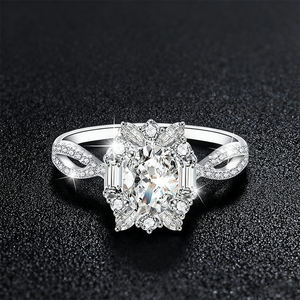 Кольца с муассанитом овальной формы «голубиное яйцо», ювелирные изделия из серебра 925 пробы, кольца с муассанитом - Product Image 2