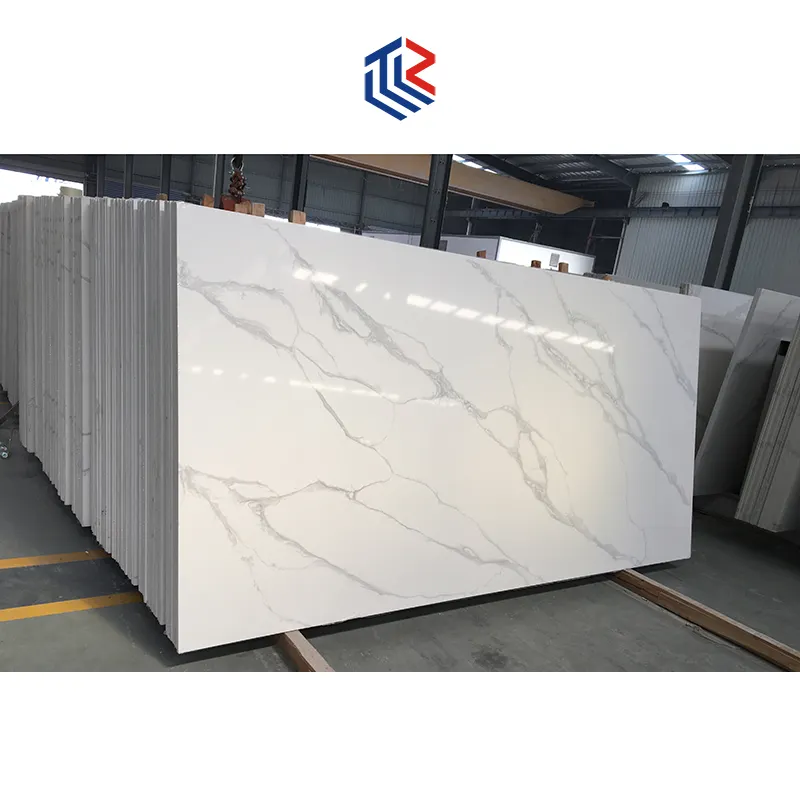 TMZ Caesarstone Cuarzo Artificial heet Losas Hotel Calcatta Cuarzo Blanco Losa Grande 93% Cuarzo Natural para encimeras