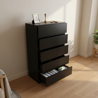Commode à tiroirs en bois, commode haute pour salon, commode moderne, organisateur de rangement, meuble de rangement, noir