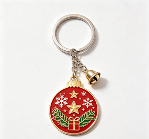 Porte-clés en métal émaillé de Noël, porte-clés en alliage de zinc avec breloque clochette, cadeau de vacances, souvenir promotionnel - Product Image 2