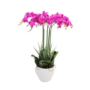 25'' Real touch fabric bonsai orchid plants artificial orchid plastic potted plant for indoor decor