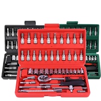 Jeu de douilles à chocs et de tournevis de 46 pièces, kit d'outils manuel pour réparation automobile OEM, jeu de clés en acier au chrome-vanadium, garantie de 3 ans