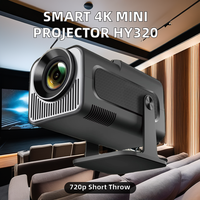 Mini projecteur intelligent Android HY320 avec lampe LED de 200 lumens ANSI, vidéo 4K 720P, portable, pour extérieur et home cinéma