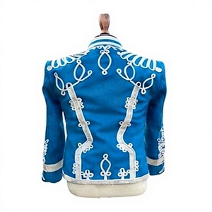Chaqueta de Hombre Estilo Hussar de Lana Azul, Doble Botonadura, Uniforme Histórico, Cuello Alto, Bordado Plateado Trenzado, Ropa Formal de Invierno - Product Image 3