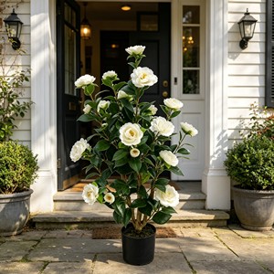 Camélia blanc neige élégant et délicat, aux pétales volumineux et superposés, idéal pour la décoration de banquets, les vitrines, les chambres et les jardins. - Product Image 5