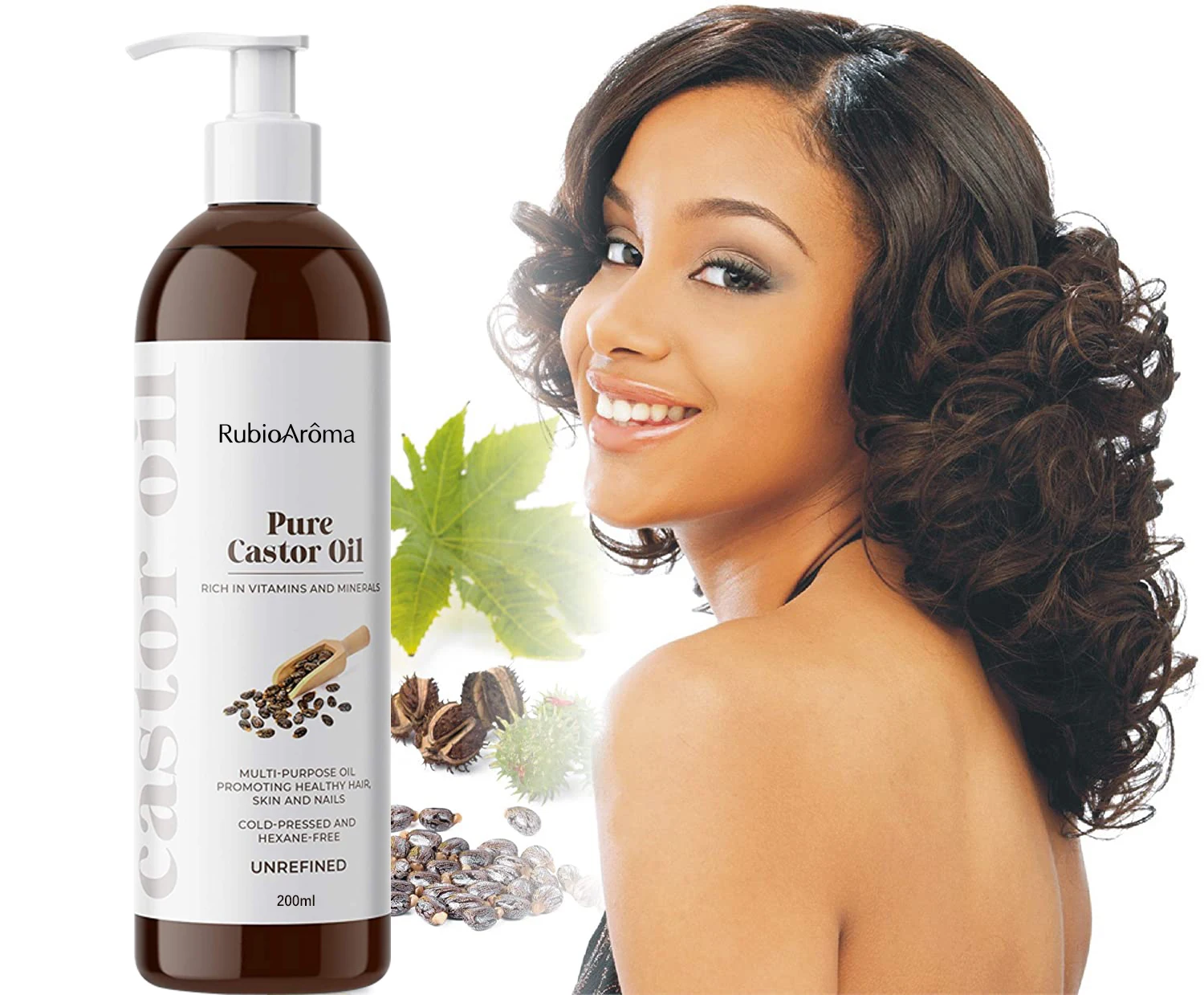 private label customize cold pressed bulk natural organic hair eyelash eyebrow growth jamaican black castor oil