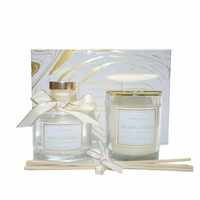 Ensemble diffuseur de parfum en verre artisanal avec bougie en cire de soja, parfum fruité, aromathérapie, décoration de la maison pour la Saint-Valentin, boîte cadeau