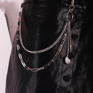 Cadena de cintura geométrica de aleación de zinc plateada unisex, cadena corporal de moda para discoteca K532 - Product Image 1