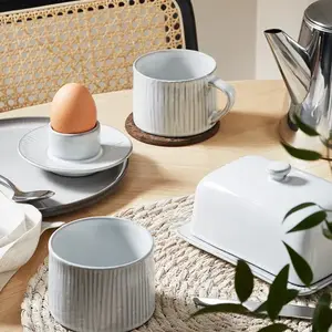 新しいデザイン石器卵カップモダングレーセラミック食器卸売レストラン高級磁器卵カップ