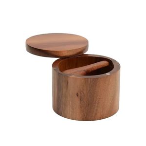 Acacia Wood Spice <b>Jar</b> With Lid Solid Seasoning Container <b>Kitchen</b> <b>Storage</b> <b>Jar</b> - Product Image 1