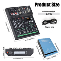 Console de mixage audio professionnelle 4 canaux avec effets DSP, contrôleur DJ, carte son pour scène et diffusion en direct