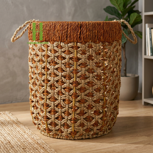 Nouveaux paniers de rangement en bambou, design original, tissés à la main, style bohème flexible, multifonctionnels, pour jouets, organisateurs de bureau, OEM du Vietnam - Product Image 1
