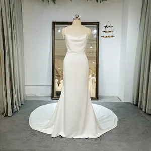 Simple Wedding Dress 2024 For Bride Elegant Dress Backless Bridal Gown Boat Neck Rl075