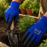 Gants de travail MaxiPact bleus en tricot élastique avec paume enduite de PU, légers, respirants, en polyester, antidérapants et de sécurité