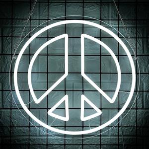 Panneau lumineux LED « Peace » à intensité variable, décoration murale <span class=keywords><strong>hippie</strong></span> pour salle de jeux, bar, cave d'homme, 14,00 x 13,27 pouces, décoration murale - Product Image 2