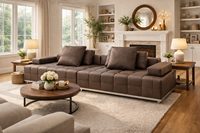 Canapé modulaire moderne avec design à profil bas, assise profonde confortable, sièges luxueux rembourrés en tissu moelleux pour salon et maison