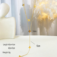 Kalung Liontin Baja Anti Karat Desain Hati Bunga Silang dengan Rantai Bambu, Perhiasan Fashion Mewah Ringan Tahan Air untuk Wanita
