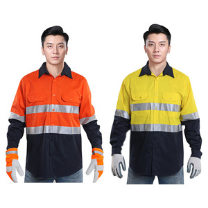 Camisas de Alta Visibilidad de Manga Larga con Botones, Chaquetas Reflectantes para Construcción e Ingeniería, Ropa de <span class=keywords><strong>Trabajo</strong></span>, Gran Venta en Comercio Exterior - Product Image 4