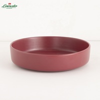 Vaisselle en céramique italienne de luxe Assiettes de fête de restaurant en grès rouge mat Service de table 16 pièces vente en gros