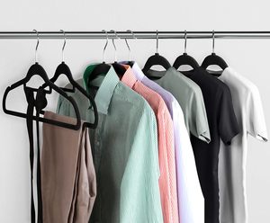 Perchas de Plástico ABS con Revestimiento de Terciopelo Negro, con Barra para Corbatas, para Organizar Ropa en el Armario, Moldeadas por Inyección, Venta al Por Mayor - Product Image 5