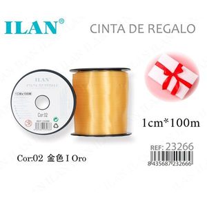 Ruban cadeau 1 cm x 100 m couleur or pour décorations d'emballage - Product Image 1